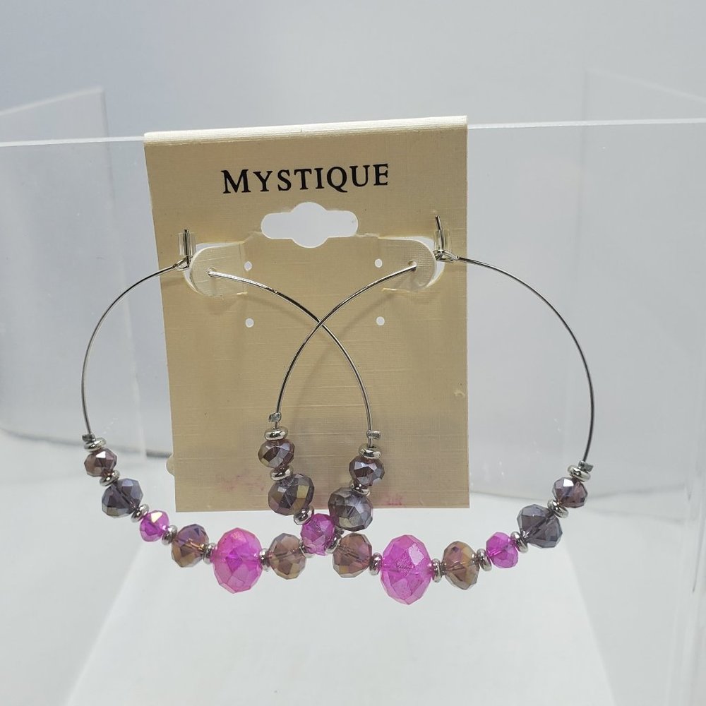 Mystique silver hoop with purple beads